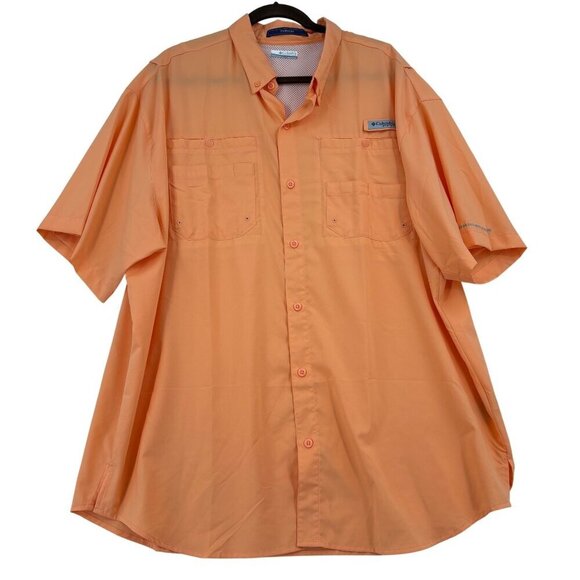 Columbia PFG Tamiami Shirt Mens XXL Orange Omni Shade Short Sleeve Fishing - Picture 1 of 10